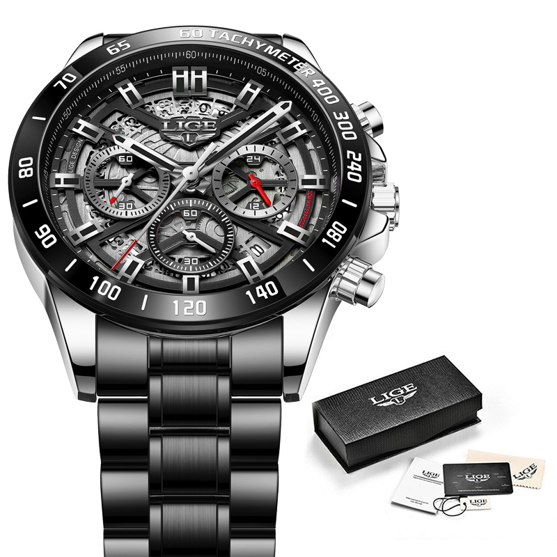 LIGE 8944 New steel band six-hand skeleton fashionable, individual and trendy gift watch for men Application Scenario