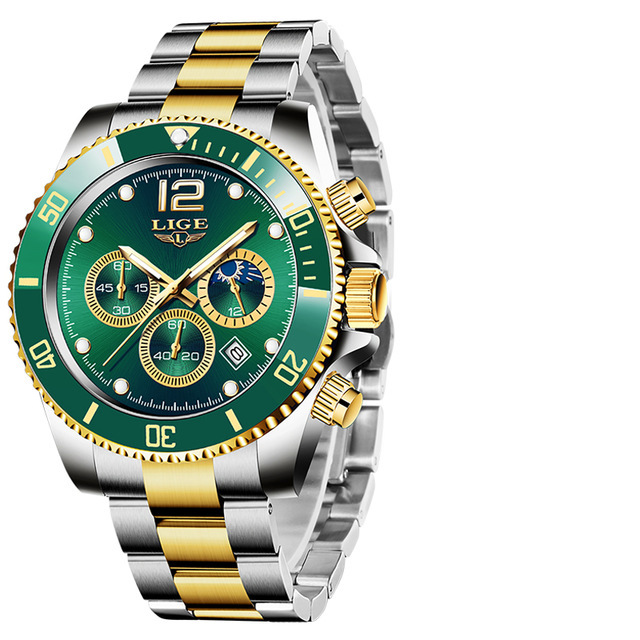 LIGE 8924 New luminous steel band six-hand Cool ins men's calendar business sports watch Item Picture
