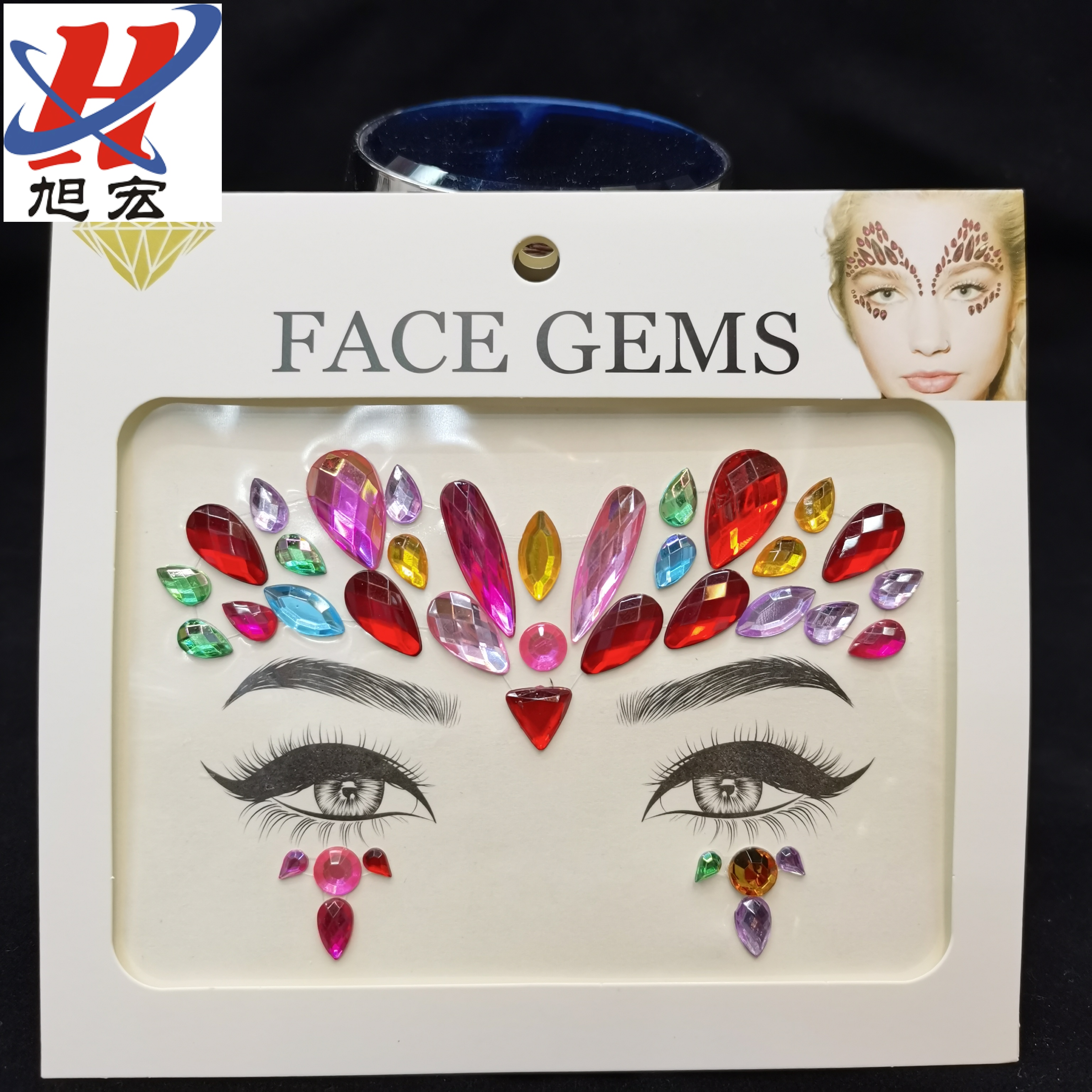 Cross-border sales face diamond stickers acrylic diamond stickers face stickers art party decorative face stickers diamond stickers