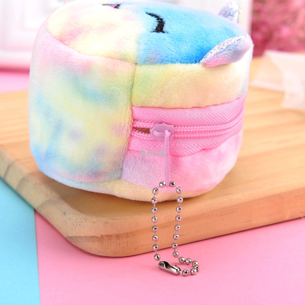 Plush coin purse, tie-dyed three-dimensional embroidery wallet, kitten wallet, children's coin purse, plush coin purse Item Picture