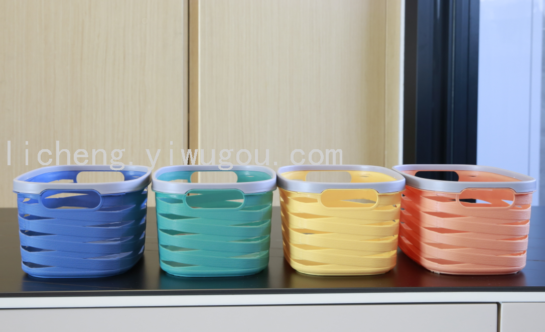 Desktop storage basket, plastic hollowed-out storage basket, kitchen snack storage box, bathroom bath basket Specification image