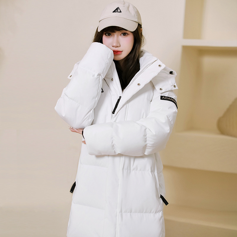 Down jacket for women 2021 New mid-length, knee-length, fashionable thick white duck down winter coat for couples details Picture