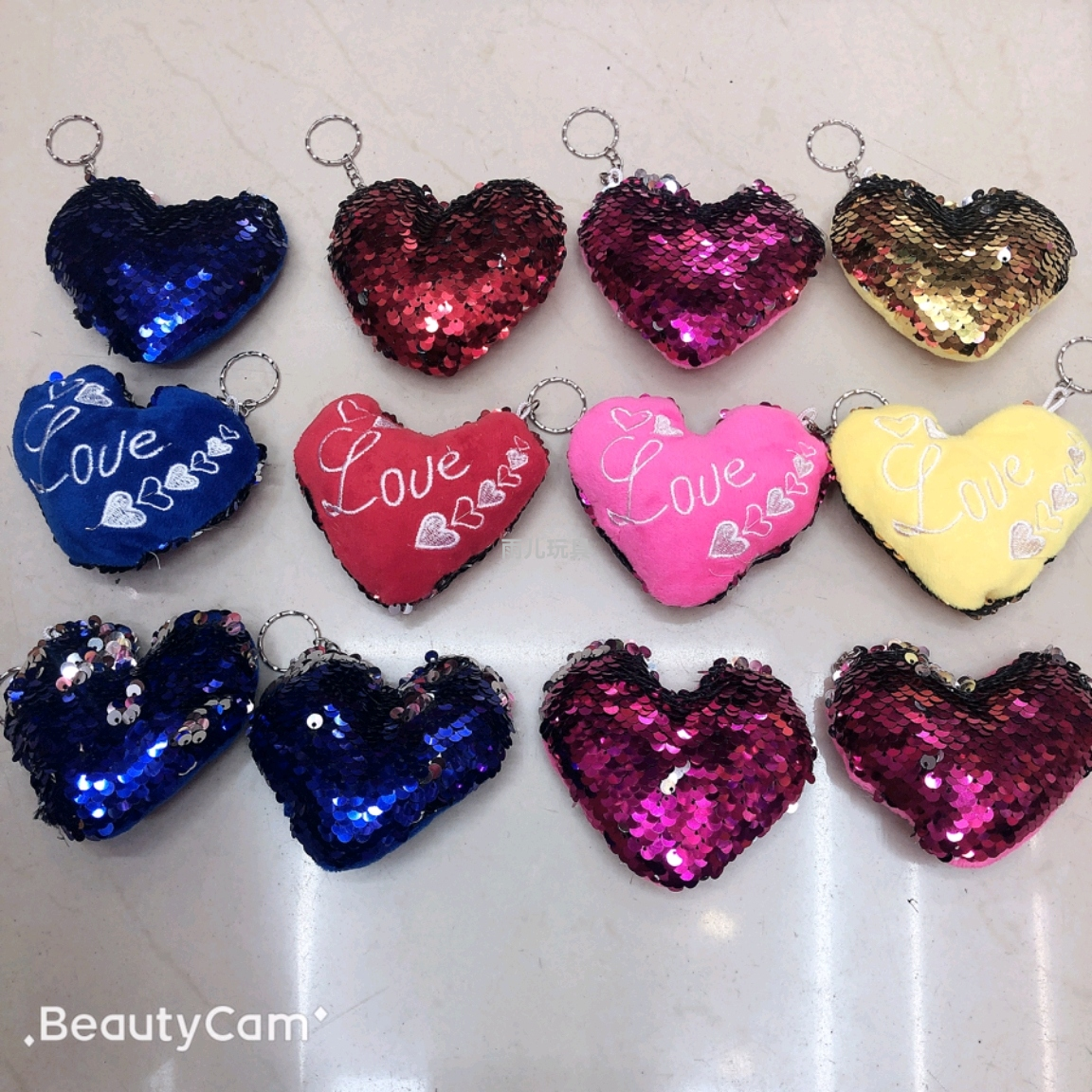 Plush pendant, square sequined pendant, cotton-filled keychain pendant Item Picture