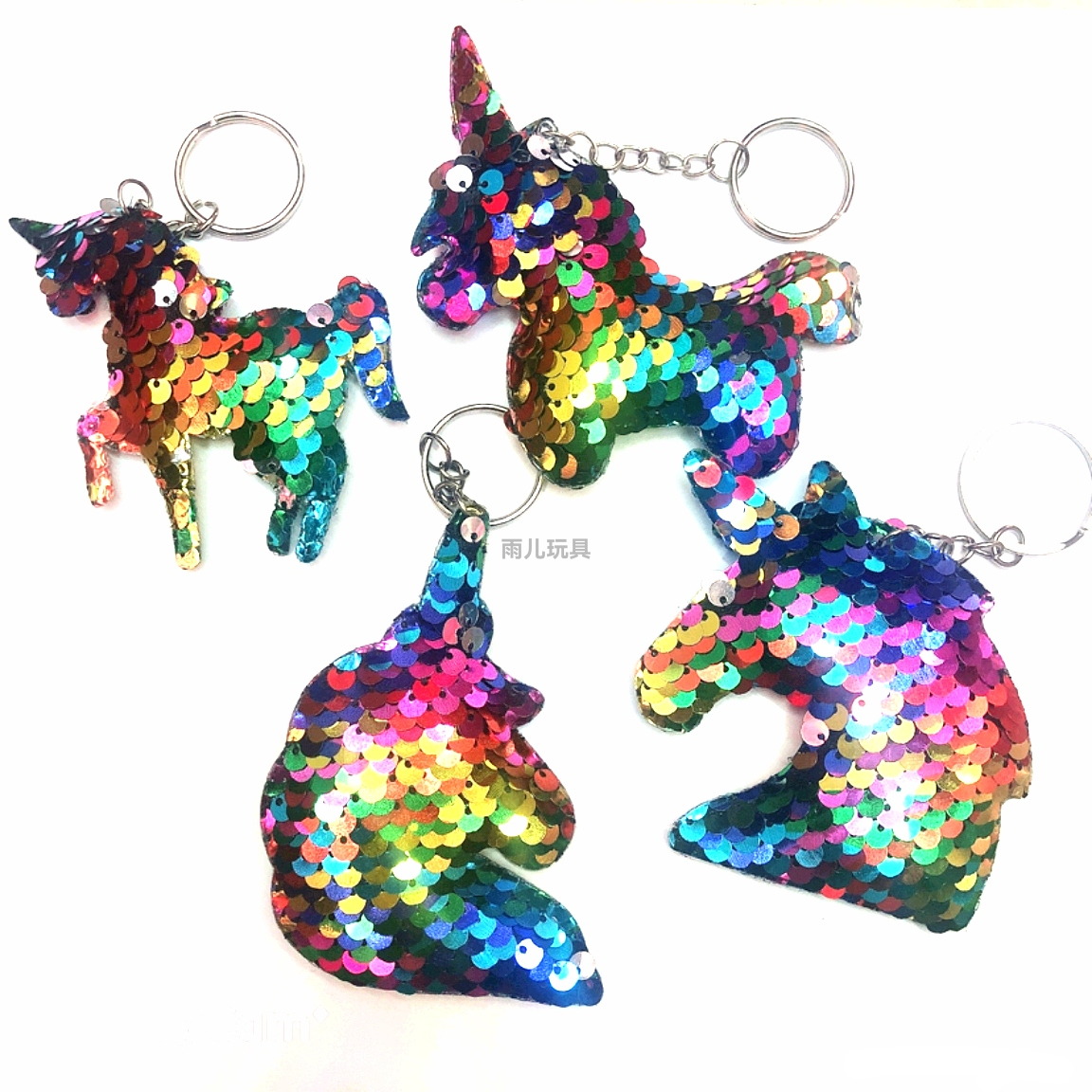Ultrasonic sequin pendant, unicorn pendant, keychain, unicorn colorful sequin pendant, double-sided sequin gasket full figure