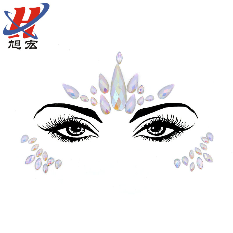 Fluorescent luminous diamond face stickers, brow center diamond stickers, acrylic resin diamond, crystal diamond, cross-border Amazon factory direct sales Application Scenario