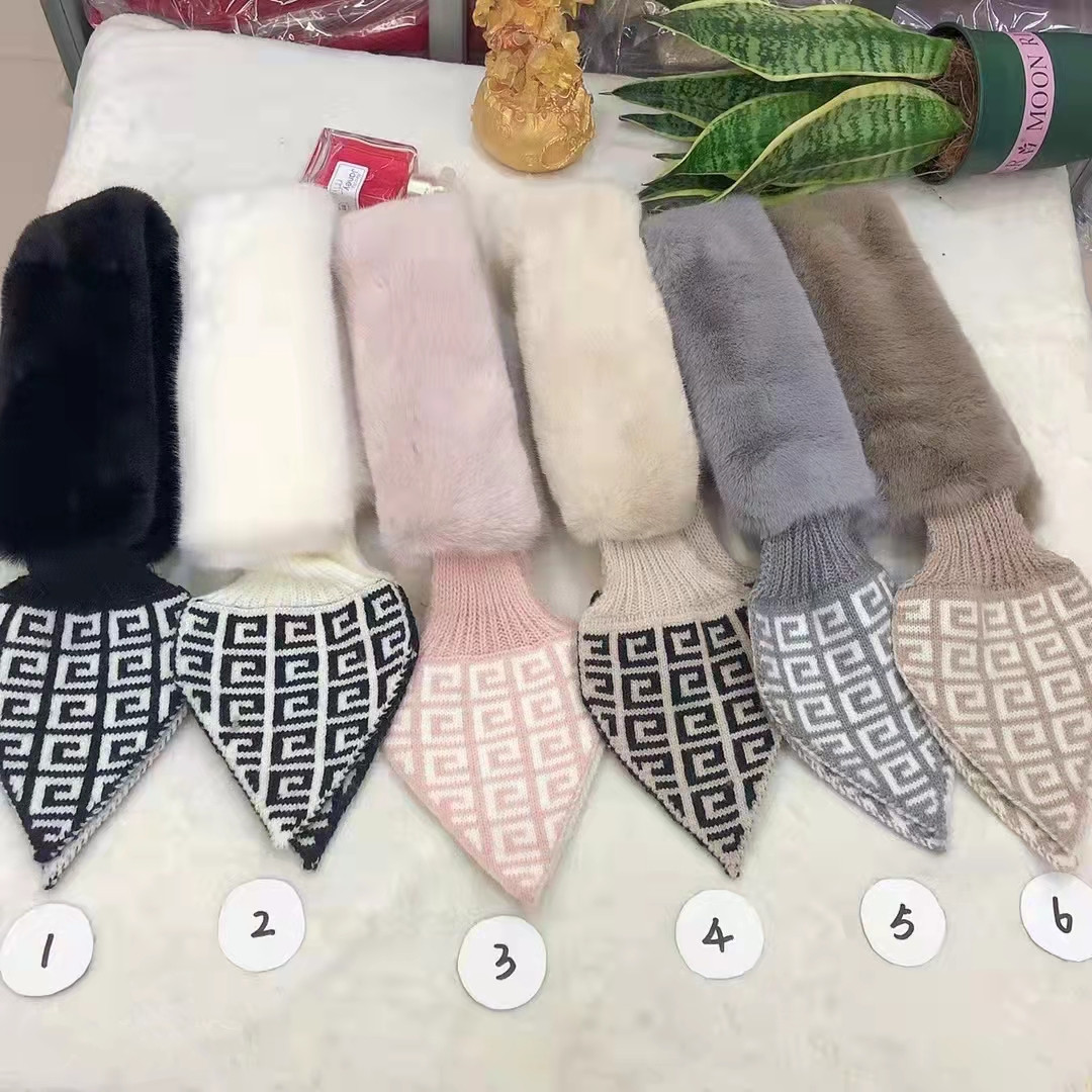 Korean women's hair scarf warm plush scarf imitation rabbit hair paper clip woven scarf match spot