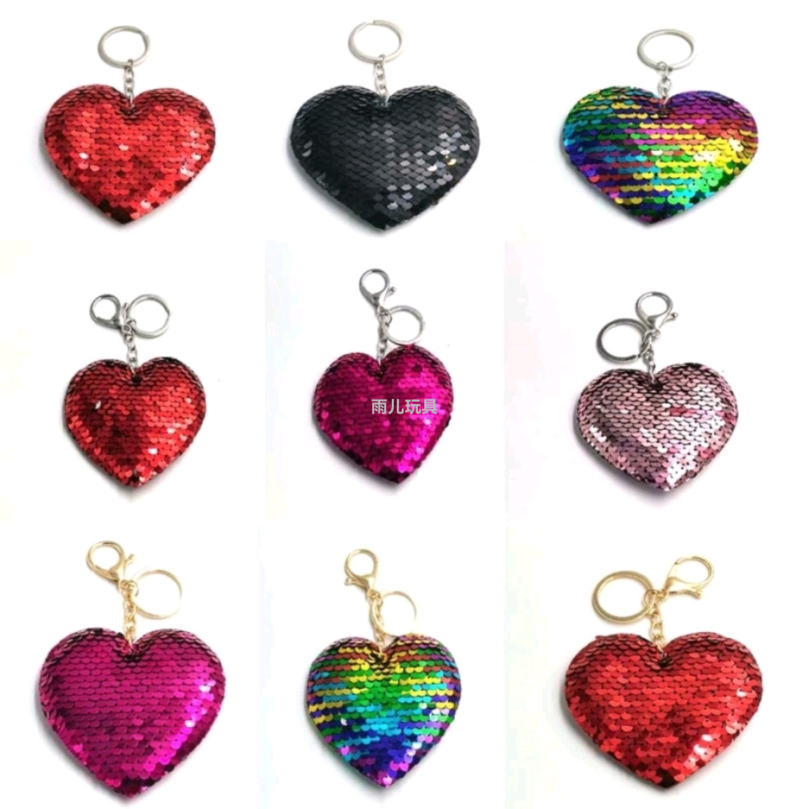 Ultrasonic Gasket sequin pendant for Valentine's Day, heart-shaped sequin pendant, heart-shaped sequin, double-sided sequin keychain Item Picture