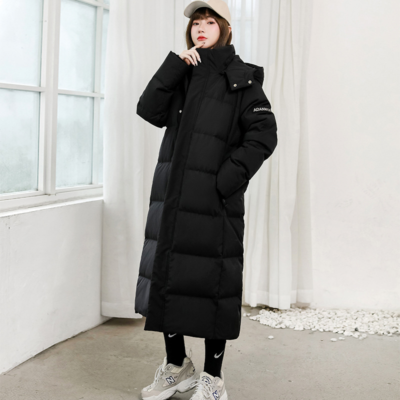 Down jacket for women 2021 New mid-length, knee-length, fashionable thick white duck down winter coat for couples Application Scenario