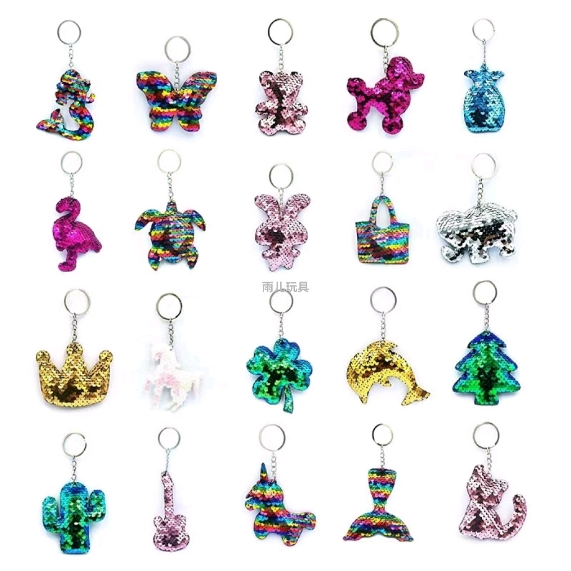 One-horned horse sequin pendants, colored sequin pendants, ultrasonic keychains, cartoon pendants, plush toy pendants, customized Item Picture