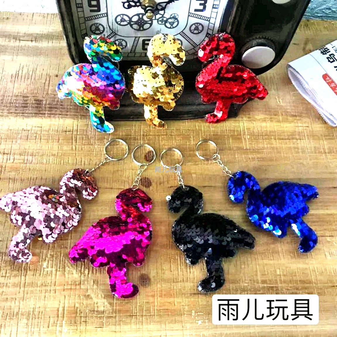 Double-sided sequin pendant, gashapon box, keychain, plush pendant, sequin flamingo, sequin pendant, gashapon pendant full figure