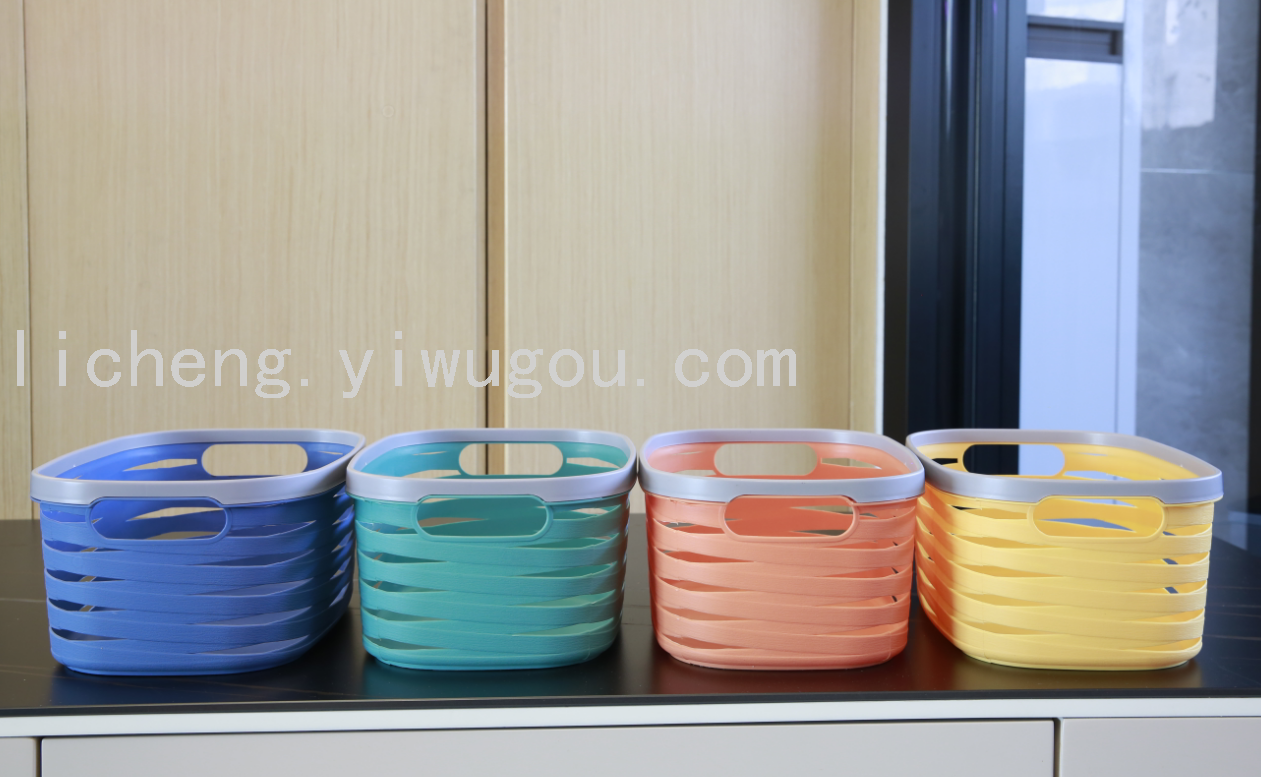 Desktop storage basket, plastic hollowed-out storage basket, kitchen snack storage box, bathroom bath basket Item Picture