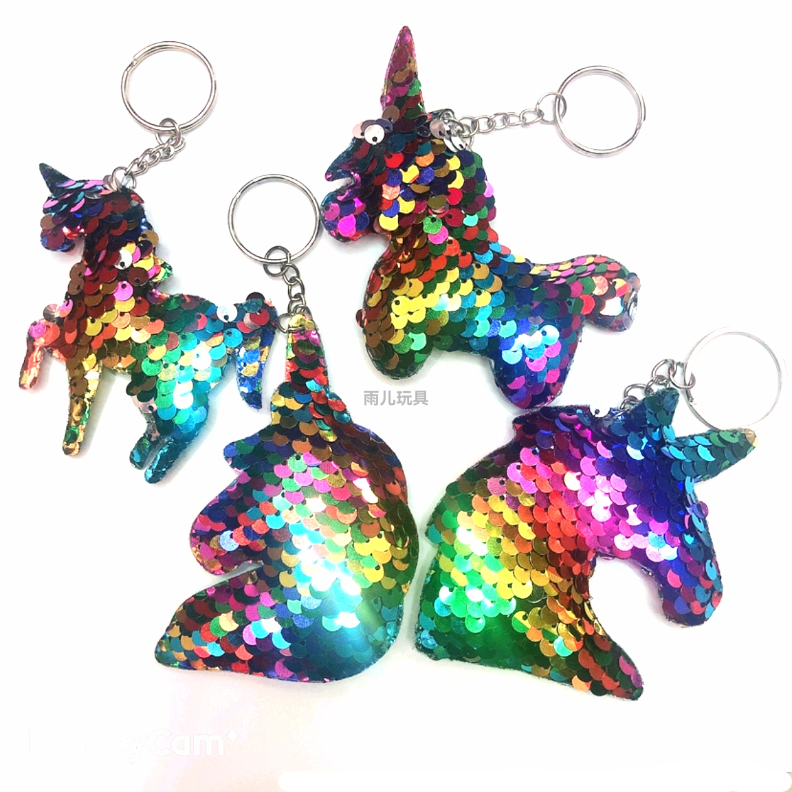 Ultrasonic sequin pendant, unicorn pendant, keychain, unicorn colorful sequin pendant, double-sided sequin gasket Application Scenario