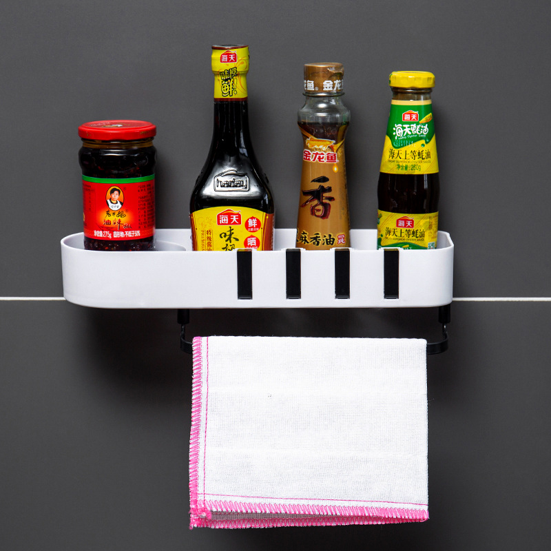 New non-drilling kitchen seasoning rack, hand washing, bathroom, wall towel hanger, hook and storage rack details Picture