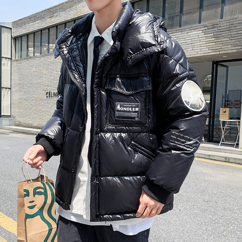 New men's down jacket 90 down jacket, filled with white duck down, trendy hooded, loose, fluffy, lightweight and thickened down jacket