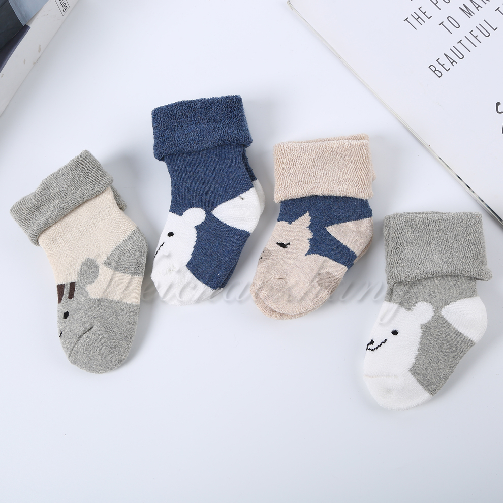 Cold winter children's fleece warm long socks, baby cartoon cotton socks, single and double paper boxes, individual packaging