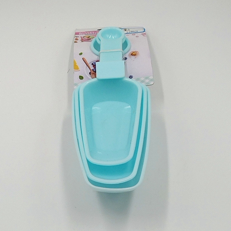 Plastic 3-piece measuring spoon ice spatula solid color set, DIY kitchen cake baking measuring tools details Picture