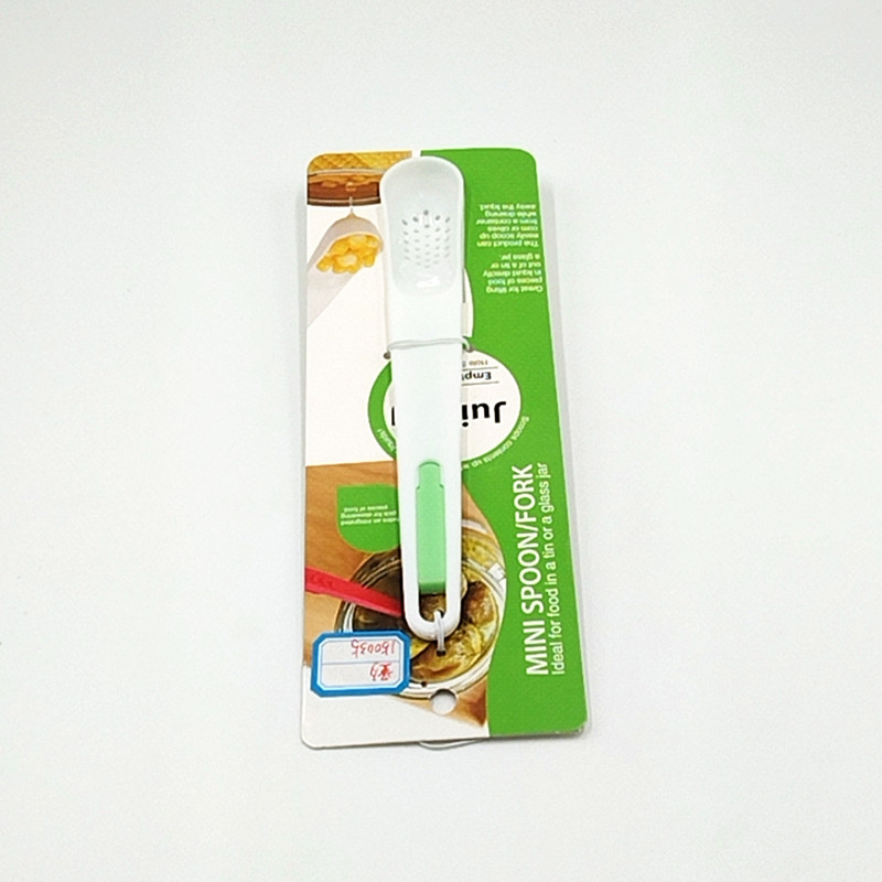 Plastic double-headed multi-functional fork, spoon and strainer for kitchen small tools Specification image