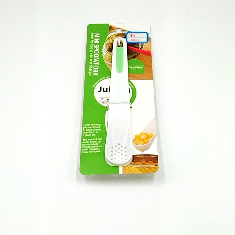 Plastic double-headed multi-functional fork, spoon and strainer for kitchen small tools