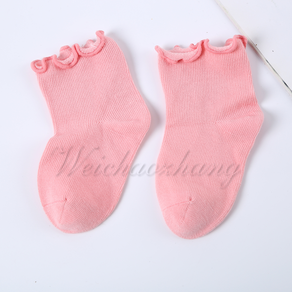 Wave-rolled toe design cotton texture new baby cotton socks for spring and autumn, comfortable solid color warm socks for babies details Picture