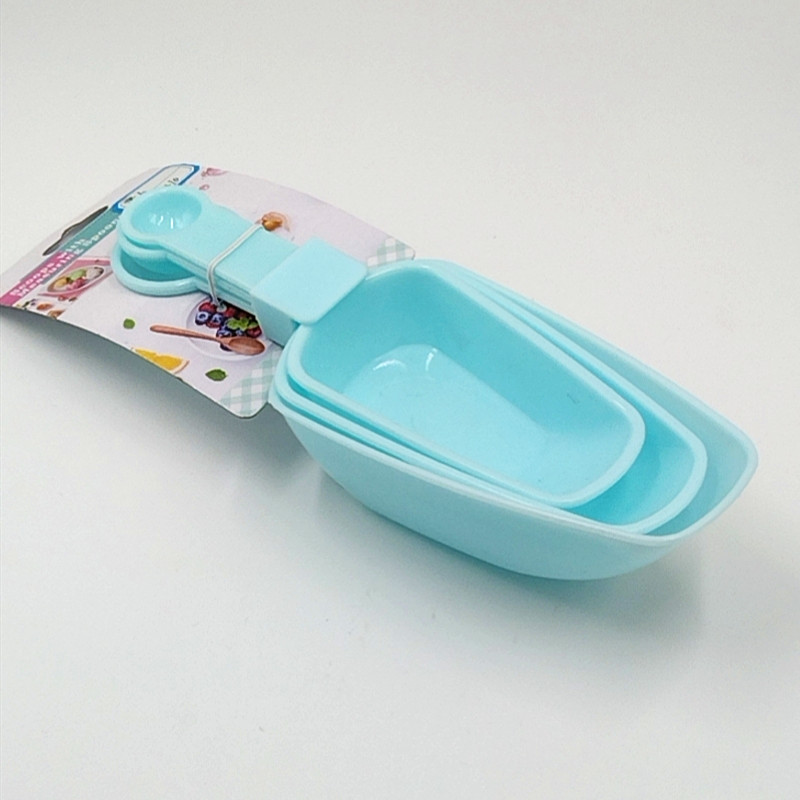 Plastic 3-piece measuring spoon ice spatula solid color set, DIY kitchen cake baking measuring tools Specification image