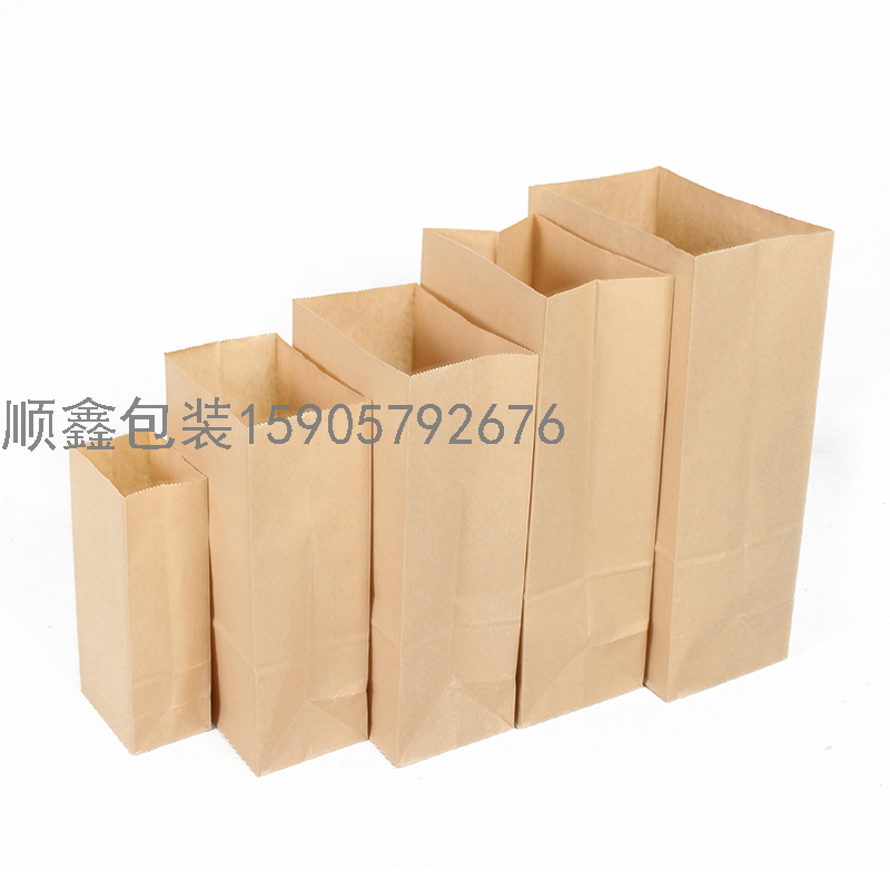 现货黄牛皮纸袋，方底袋，可定制LOGO，食品包装袋