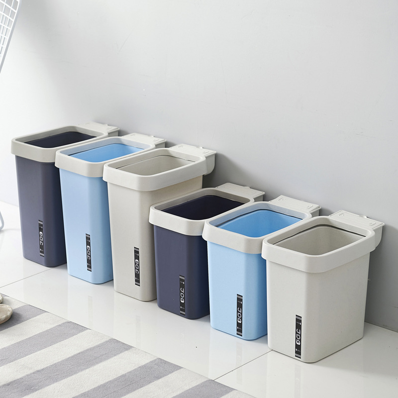 Manufacturer's Nordic-style square pressure ring trash can, bathroom uncovered trash can, kitchen and living room trash can, wastebasket Item Picture