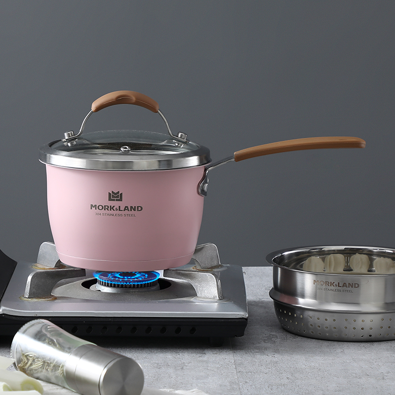 Colorful Stainless Steel Milk Pot Soup Pot Korean Thickened Pot Soup Pot Baby Baby Food Pot Kitchen Pot Item Picture