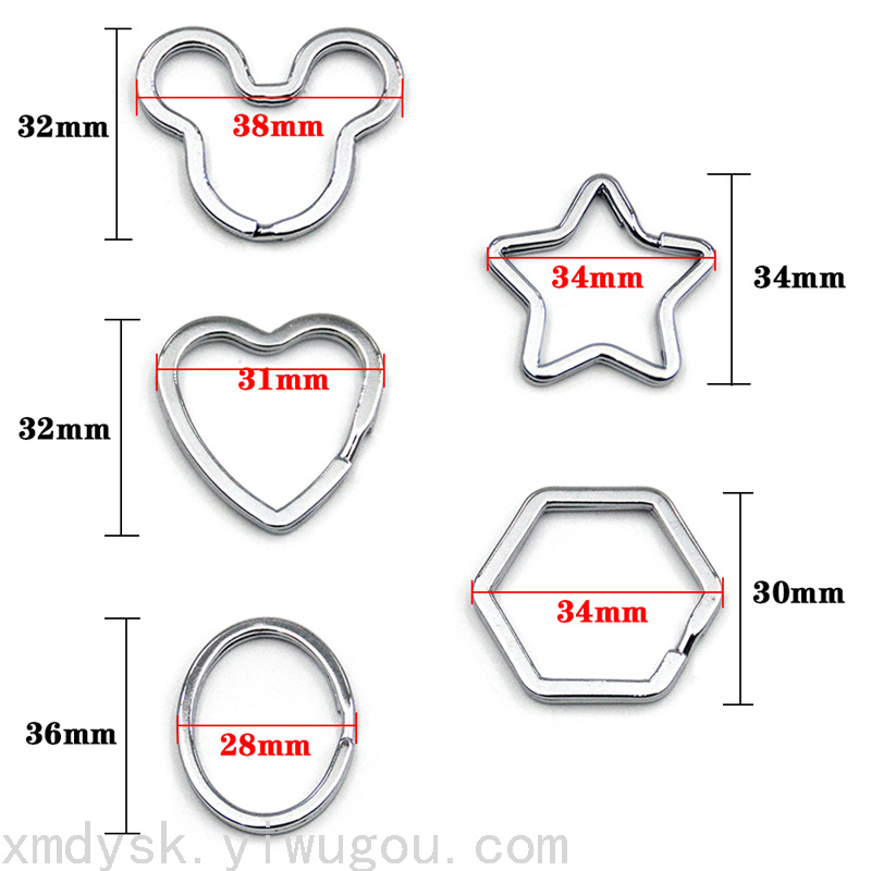Cartoon Mickey heart-shaped five-pointed star keychain hanging chrome creative keychain cute irregular-shaped keychain keychain Item Picture