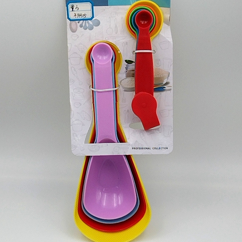 Kitchen multi-functional colored plastic measuring cup, measuring spoon with engraving, coffee measuring spoon, baking tool