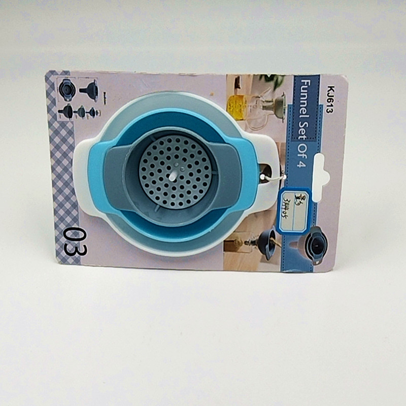 Plastic oil funnel four-in-one multi-functional funnel set, oil filter pot, kitchen household oil pouring and filtering funnel details Picture