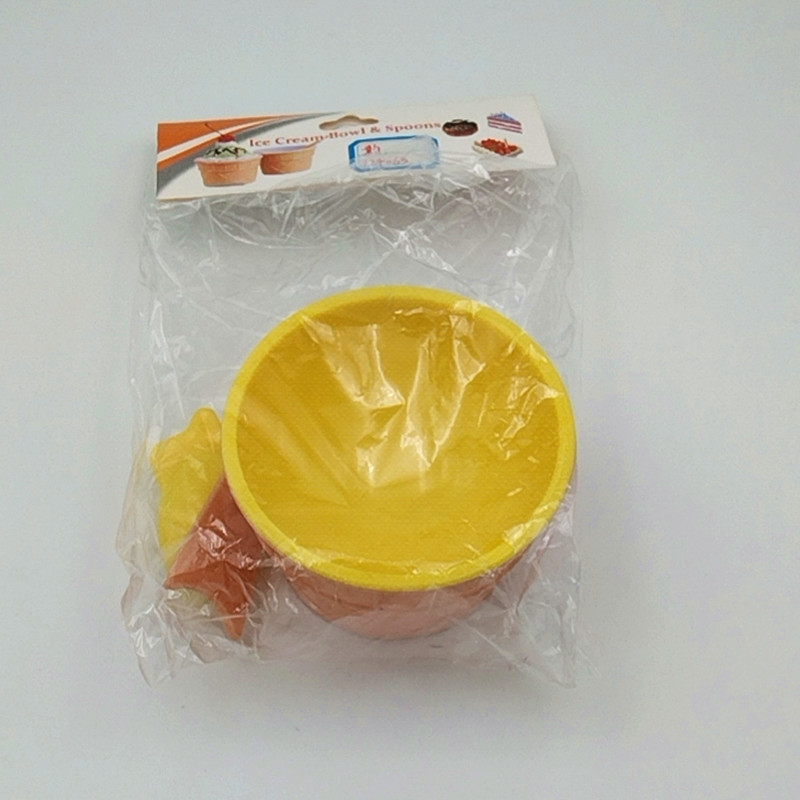Kitchen creative and cute ice cream cup, ice cream bowl and spoon set, plastic anti-drop, baby food bowl and dessert bowl, durable