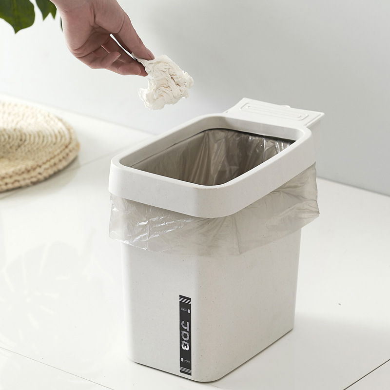 Manufacturer's Nordic-style square pressure ring trash can, bathroom uncovered trash can, kitchen and living room trash can, wastebasket Application Scenario