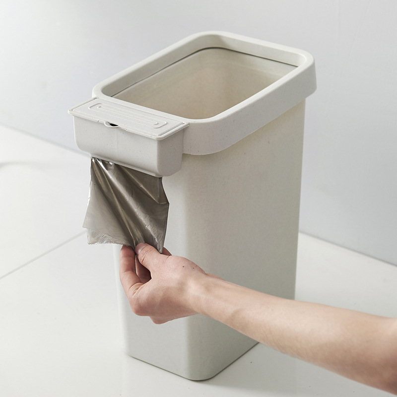 Manufacturer's Nordic-style square pressure ring trash can, bathroom uncovered trash can, kitchen and living room trash can, wastebasket details Picture