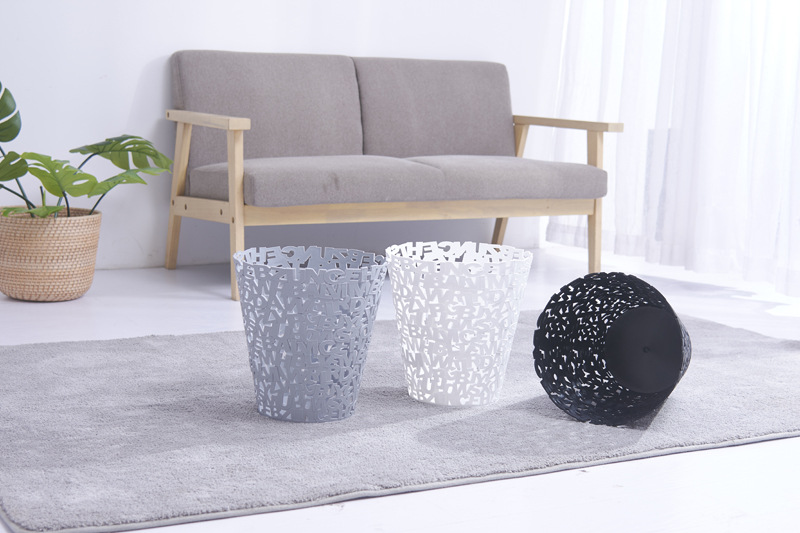 Household hollowed-out trash cans, office wastebasket trash cans, fashionable and creative living room, bedroom and kitchen trash cans details Picture