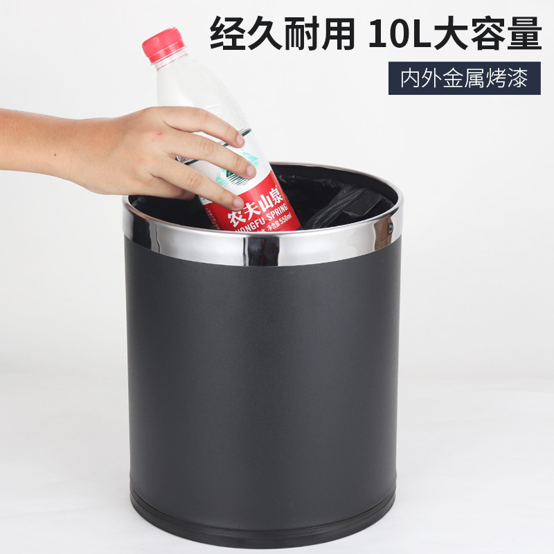 铁垃圾桶logo酒店宾馆专用双层ktv家用烤漆金属客厅商用桶