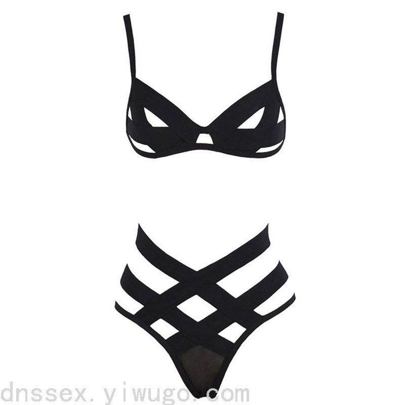 Black lace-up sexy and romantic lingerie, passionate and sexy lingerie, bra lingerie Item Picture