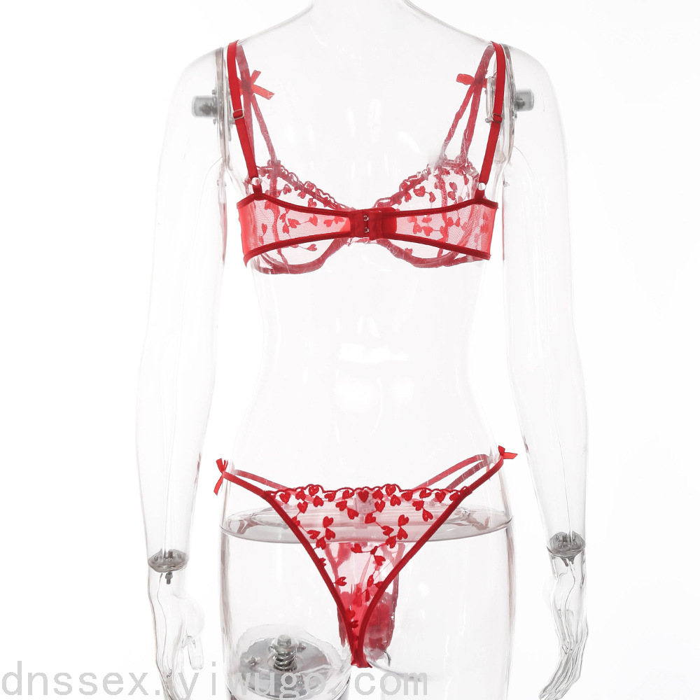 DANNASHU heart-shaped embroidered bow decoration for cute and sexy lingerie Item Picture