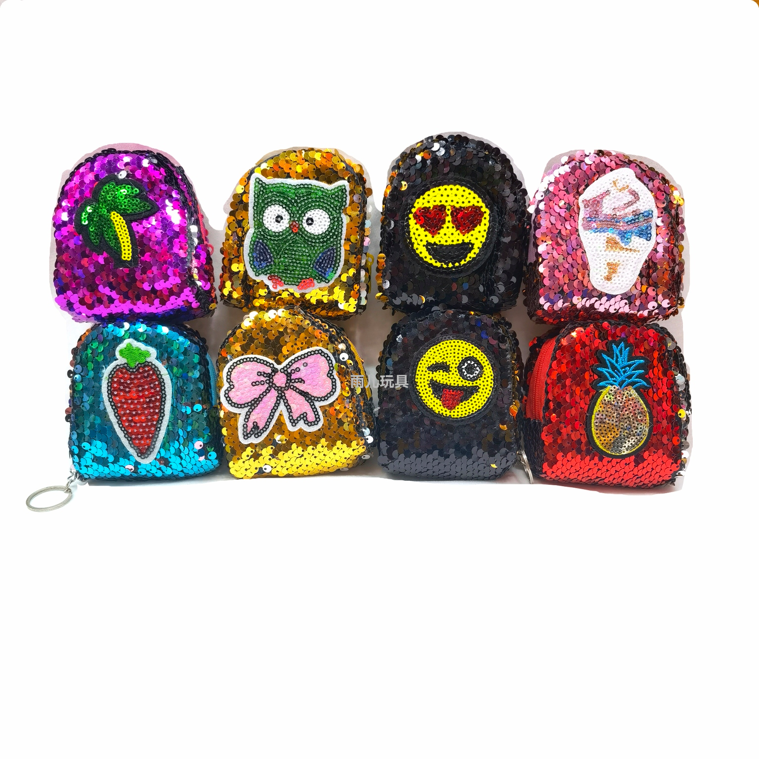 Plush toy sequined wallet, 3D patch sequined coin purse, small schoolbag sequined wallet, cartoon patch expression details Picture