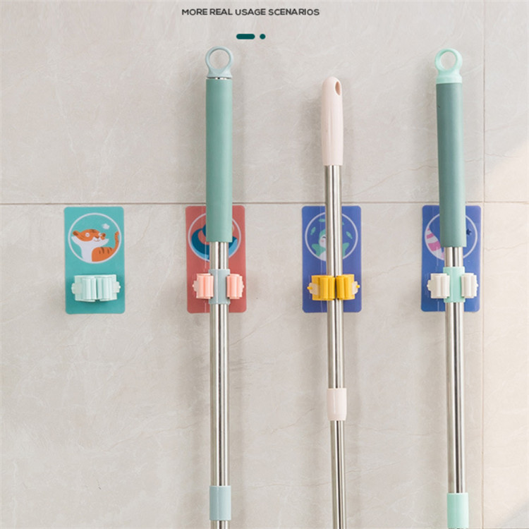C69/H88 cartoon mop stand Punch free mop clip Mop hook traceless mop broom booth