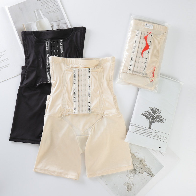 High-waisted postpartum button-down belly cinching three-inch pants, thin stomach cinching, buttock-lifting, body-shaping and body-beautifying women's backdrop flat-angle pants details Picture