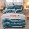 2021 Autumn and Winter new thickened milk fleece quilt cover, Flannel fleece bed double-sided fleece four-piece set details Picture