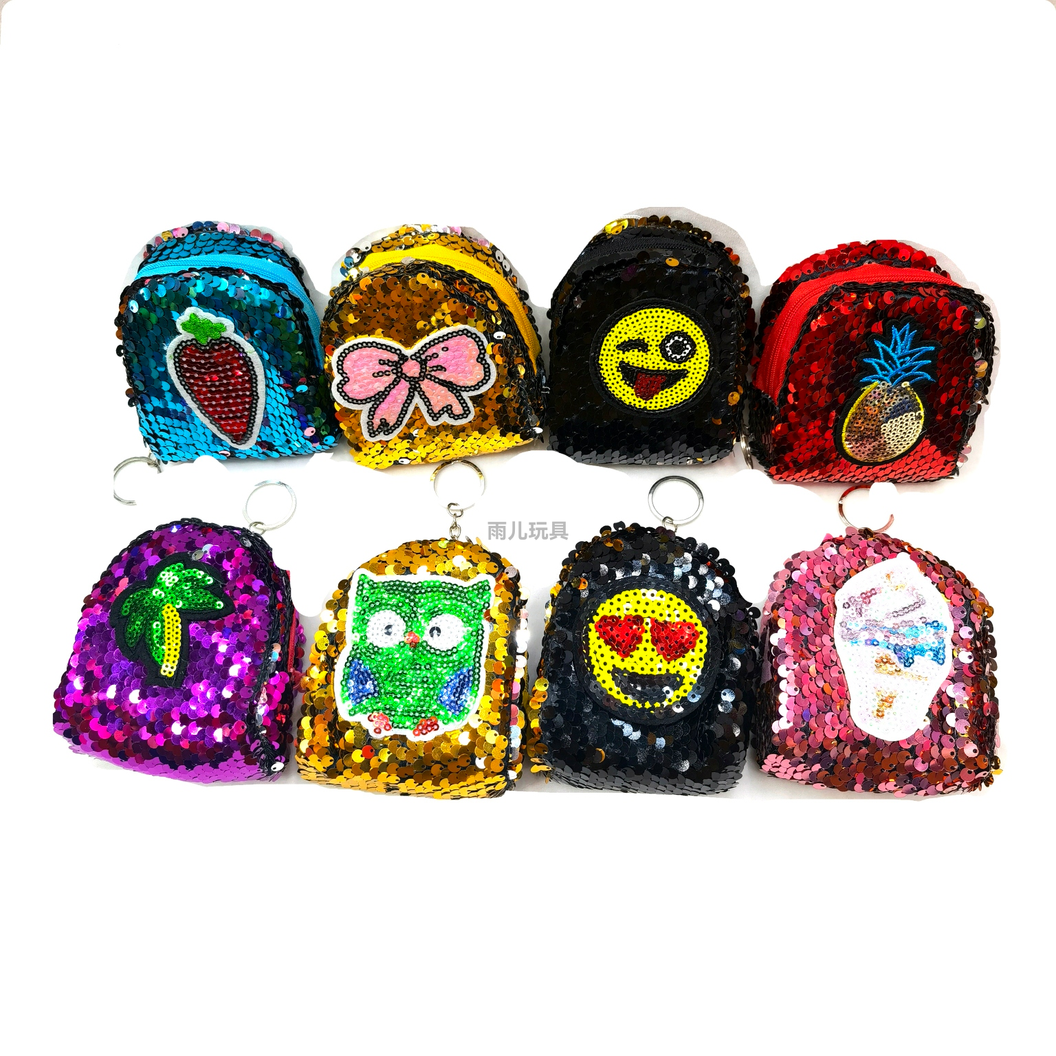 Plush toy sequined wallet, 3D patch sequined coin purse, small schoolbag sequined wallet, cartoon patch expression