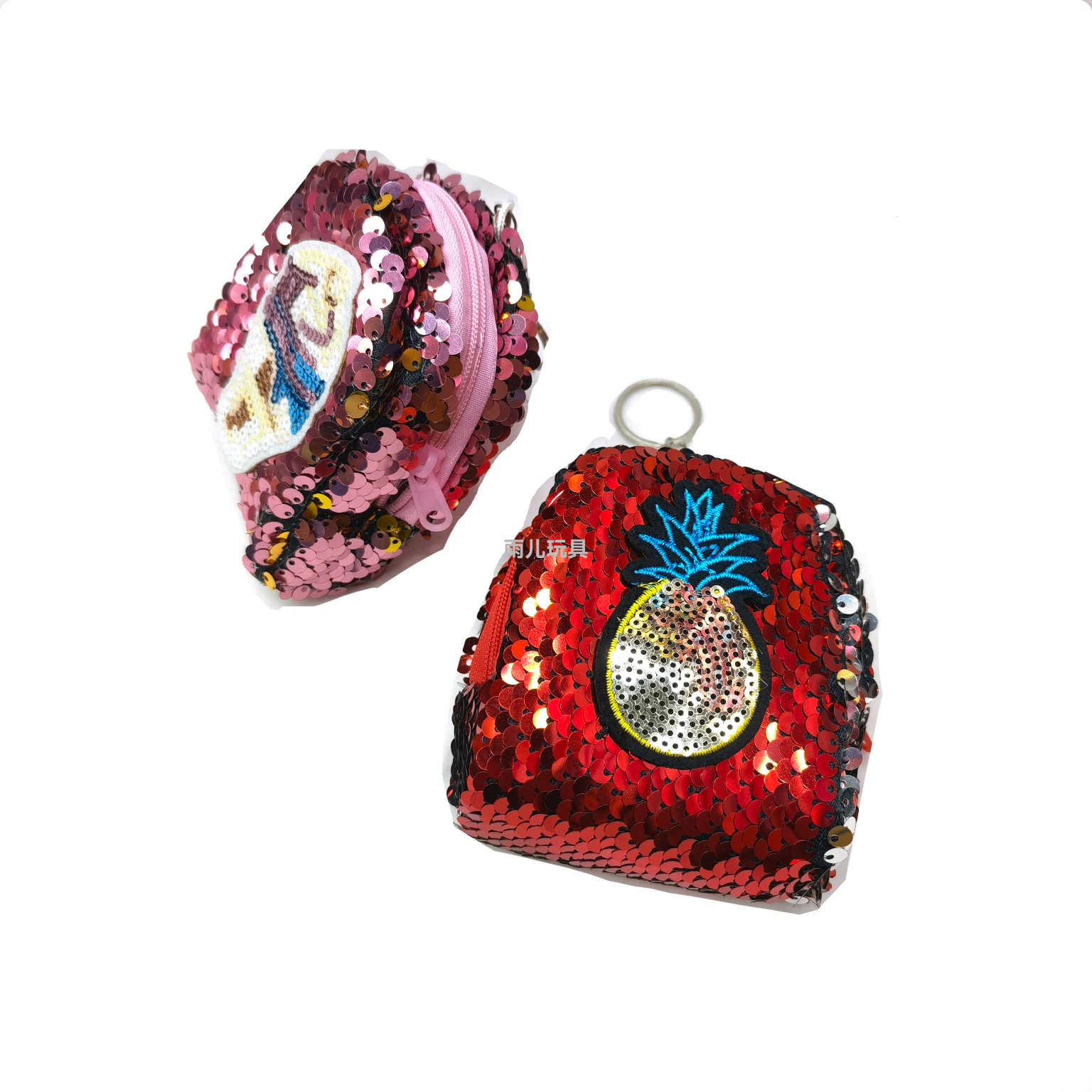 Plush toy sequined wallet, 3D patch sequined coin purse, small schoolbag sequined wallet, cartoon patch expression Item Picture