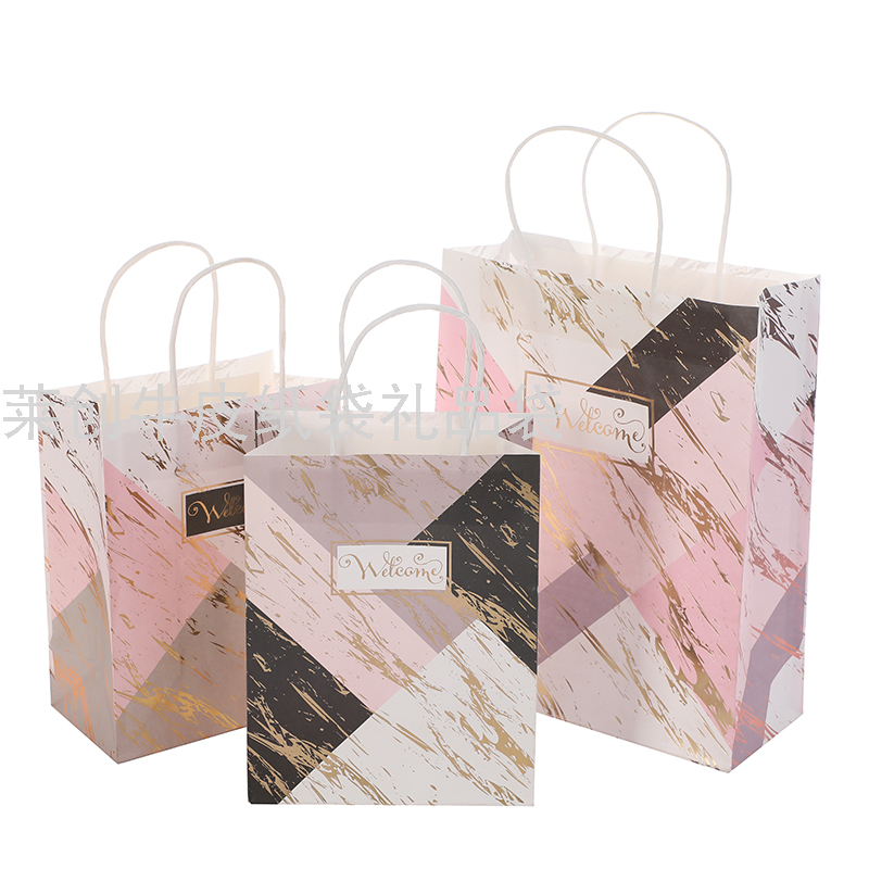 Brown paper bag with gold marbling gift bag shopping bag thumbnail