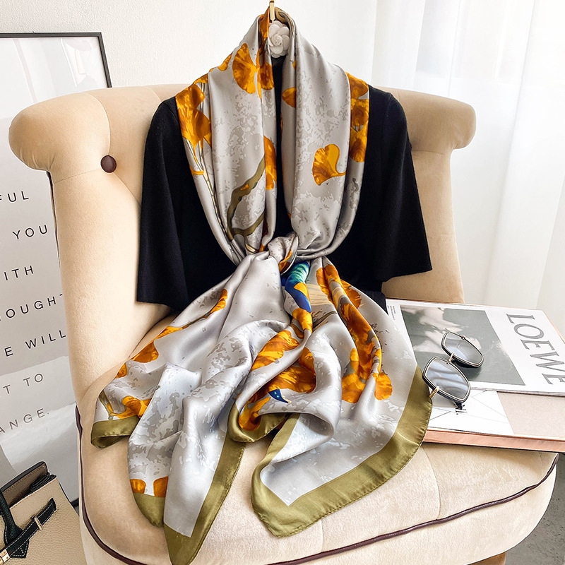 New stock decorative print imitation silk scarf in the long warm with air conditioning cape cold scarf neck thumbnail
