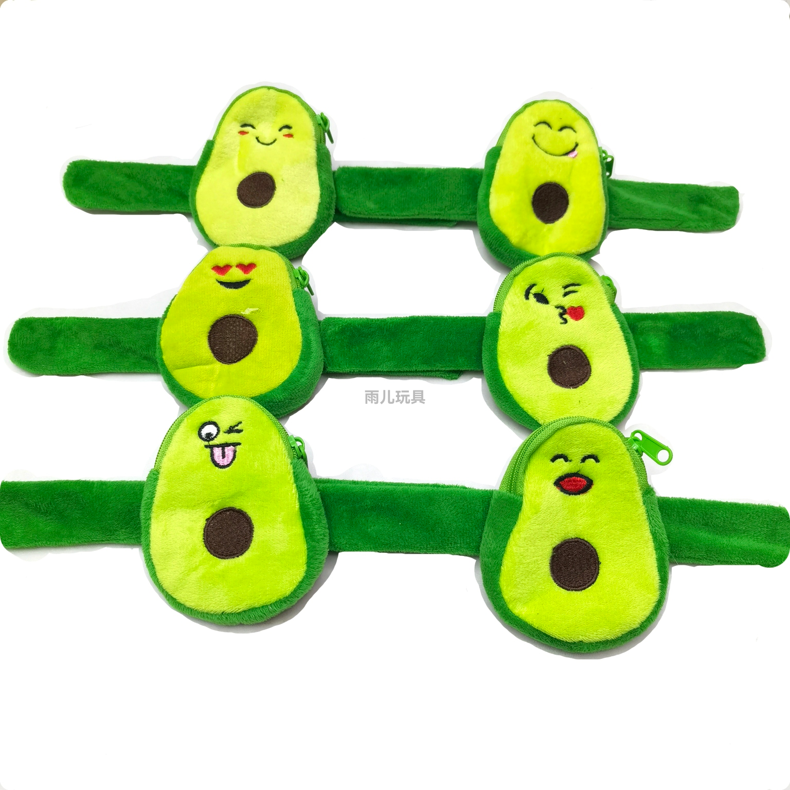 Plush toy Papa ring bracelet, avocado Papa ring bracelet, coin purse, cartoon embroidered zipper wallet, children details Picture