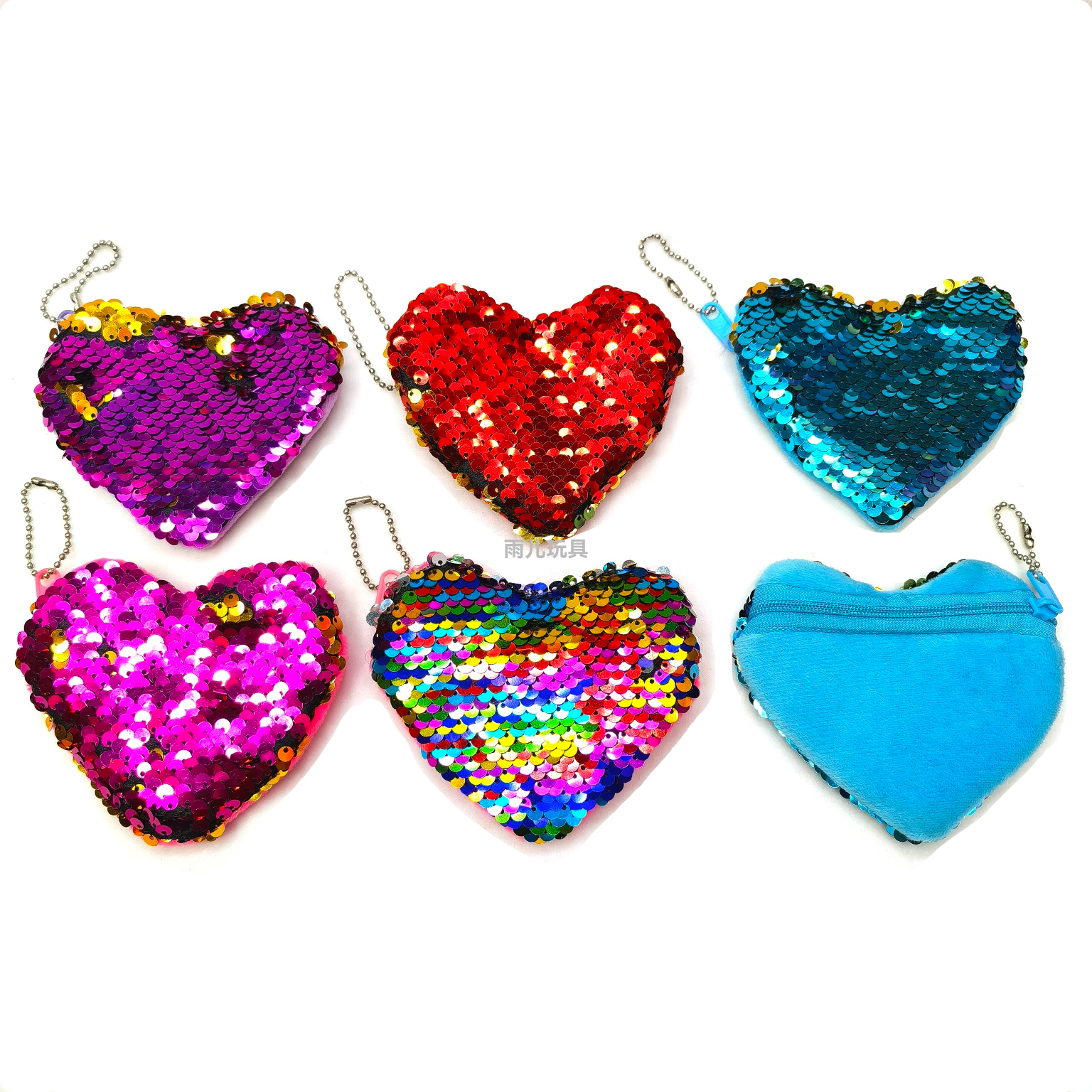 Plush sequined wallet, Valentine's Day loving wallet, coin case, loving sequined coin purse, cartoon zipper small wallet Item Picture