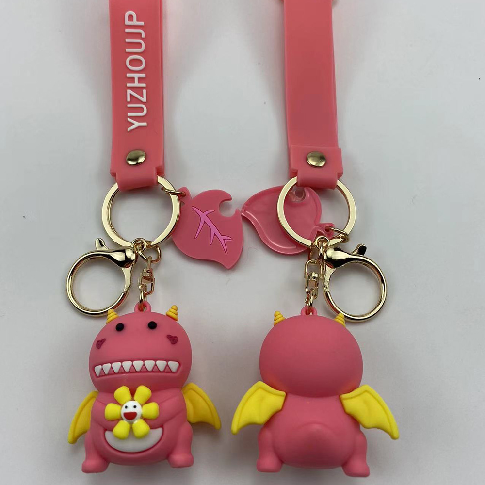 卡通创意可爱飞天小恐龙钥匙扣 时尚包包PVC软胶挂件情侣公仔礼品