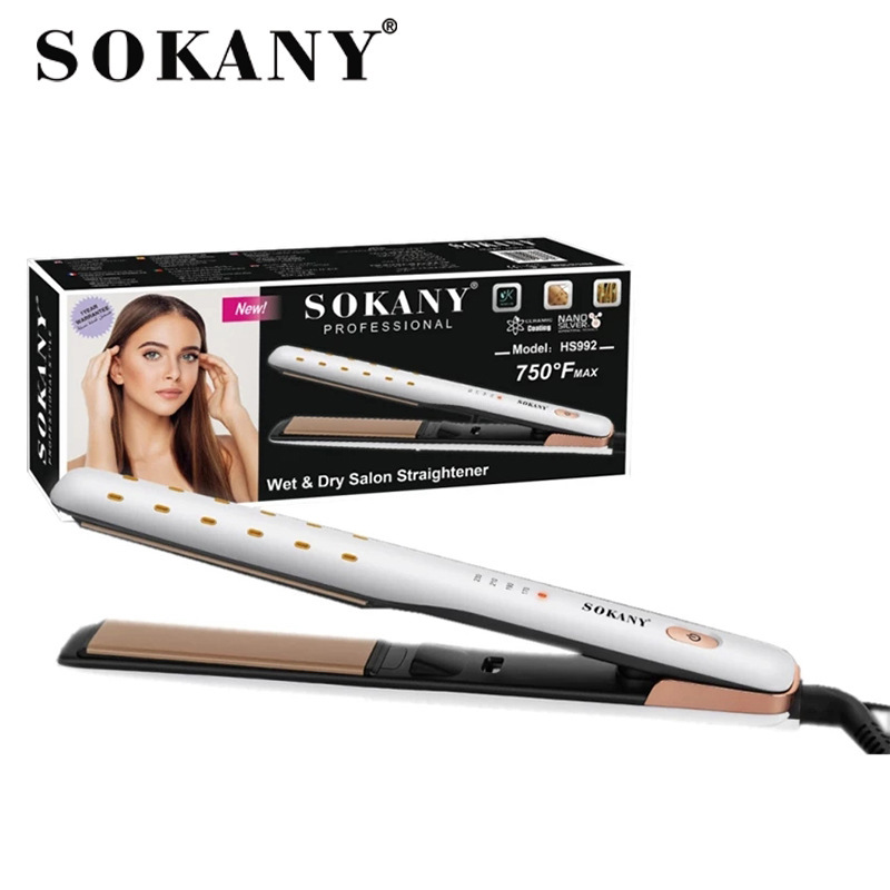 The cross-border SOKANY992 straightening curling iron clip is a ceramic keratin temperature-controlled hair straightening device that does not harm hair Specification image