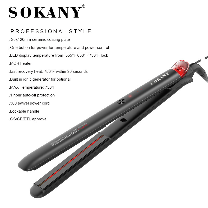 Cross-border SOKANY998 Household dual-purpose curling and straightening board, hair care, Moisturizing, temperature-controlled ceramic straightening board Specification image